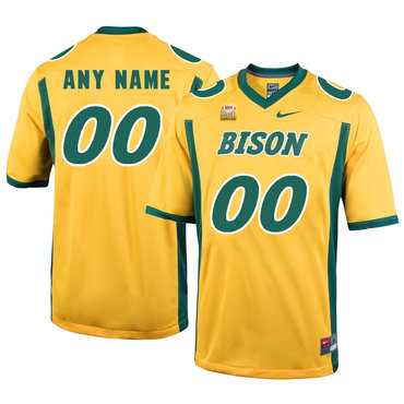 Mens North Dakota State Bison Gold Customized College Football Jersey